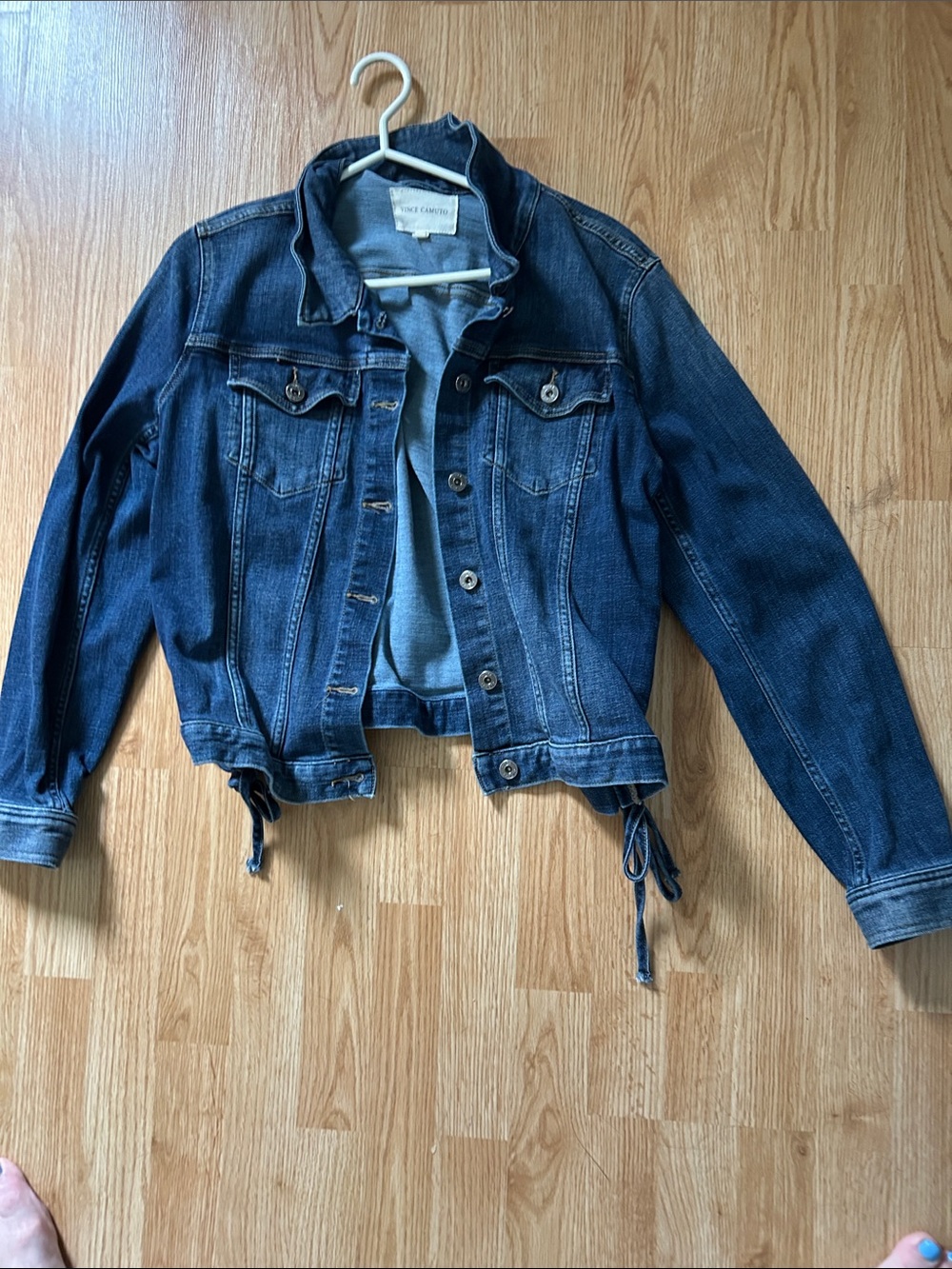 Vince Camuto Indigo Blue Drawstring Hem Denim Jacket